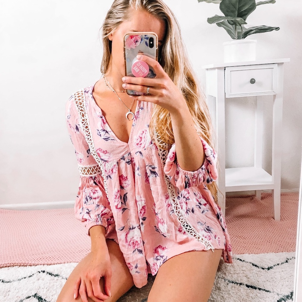 Blush Floral Tunic Top